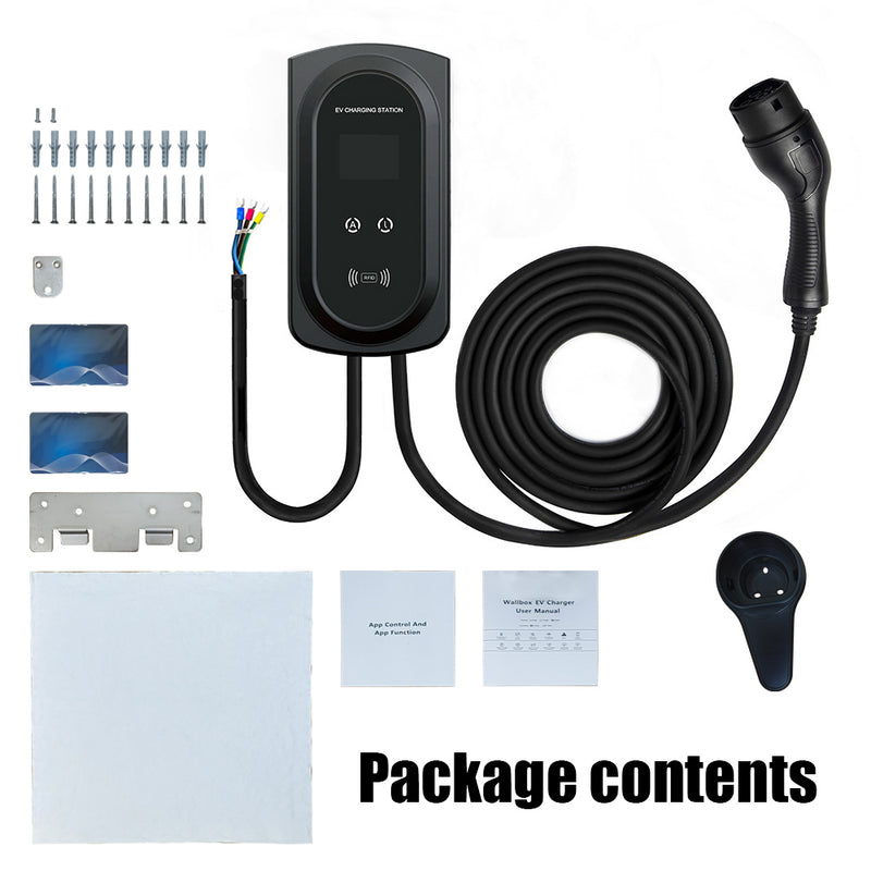 7kW EV Wallbox Charger | Type 2 | 32A | Single Phase | App + RFID Control | LCD Display | Weatherproof | Home & Commercial Use (AU Plug)