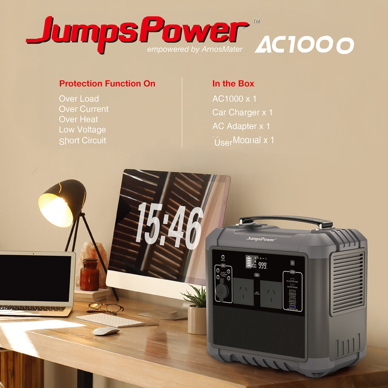 1000W Portable Power Station – JumpsPower 716Wh Battery Charger with LED Light