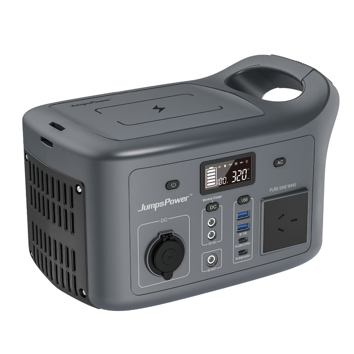320W Portable Power Station – JumpsPower Wireless Battery Charger (307Wh) with LED Light