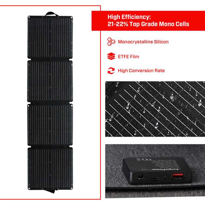100W Portable Solar Panel Charger – JumpsPower Foldable Power Generator