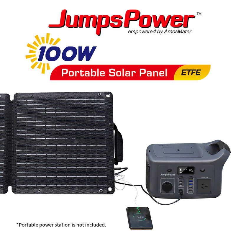 100W Portable Solar Panel Charger – JumpsPower Foldable Power Generator