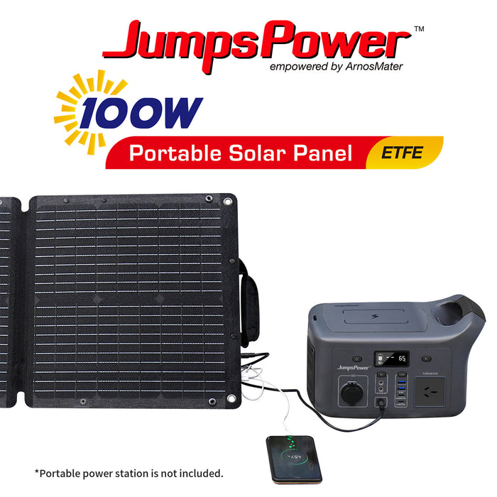 100W Portable Solar Panel Charger – JumpsPower Foldable Power Generator